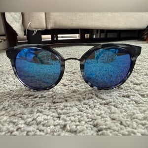 Round Blue Mirrored Sunglasses